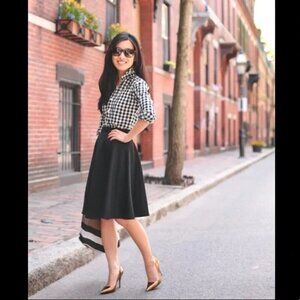 Rafaella Black A-Line Fit and Flare Midi Skirt